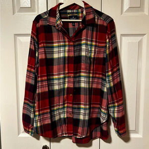 American Eagle Burgundy Plaid Flannel | Boyfriend Fit | XL